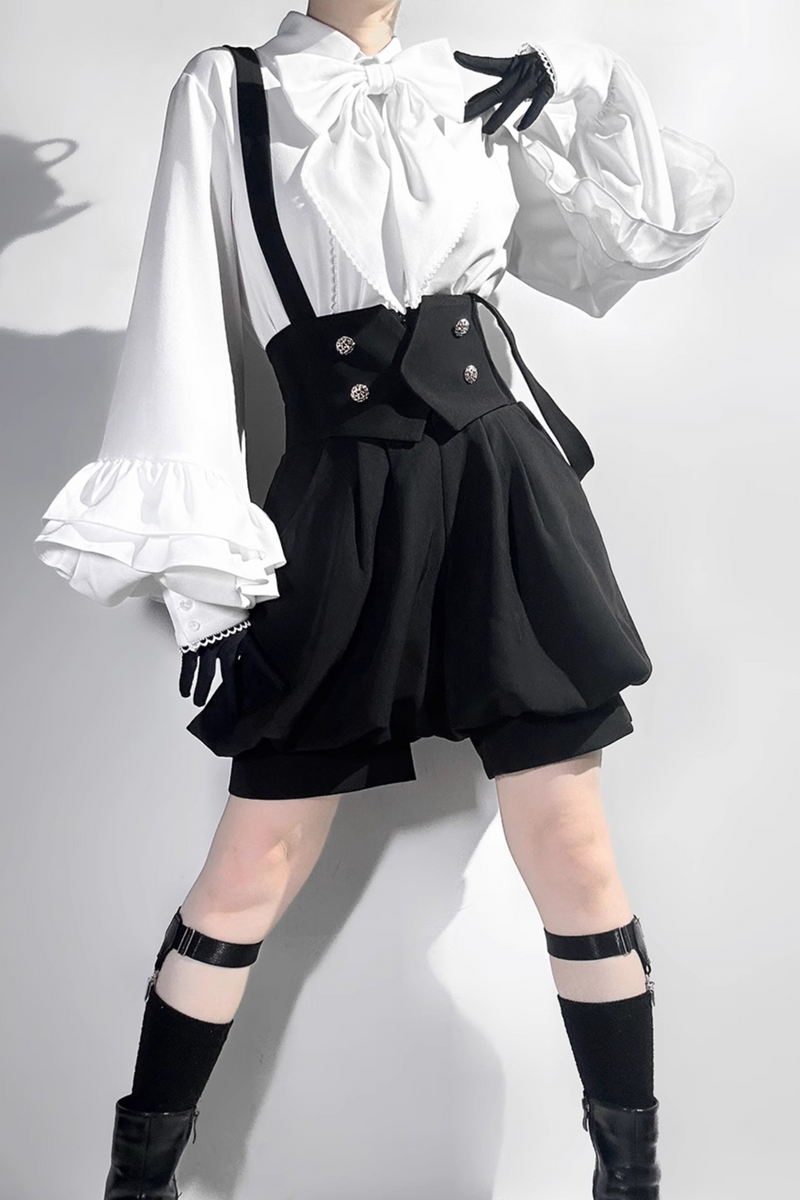 [pre-order] Retro Dark Prince Ribbon Shirt + Tail Shorts