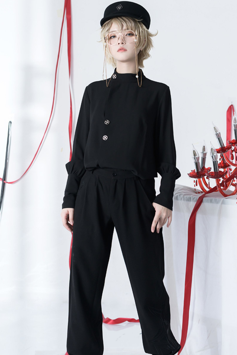 Retro Mode Stand Collar Blouse