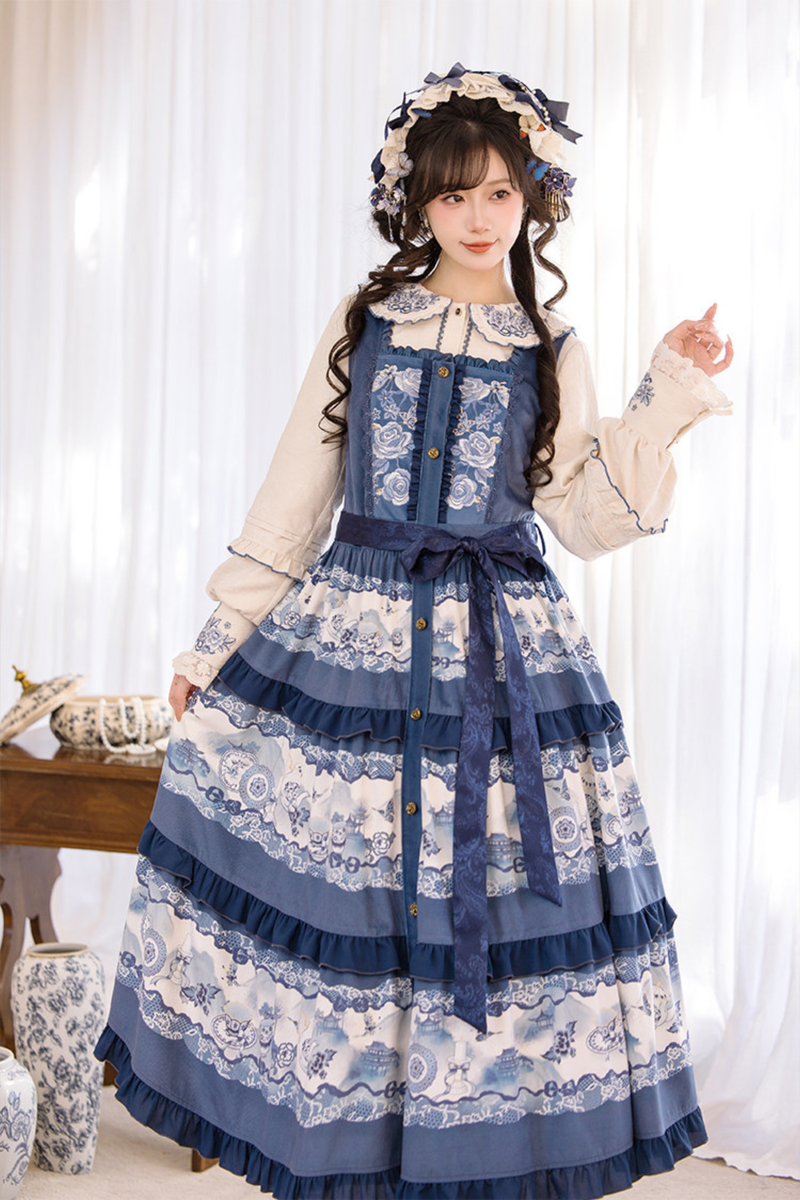 Snow Covered Celadon Vest Dress + Cloak + Shirt