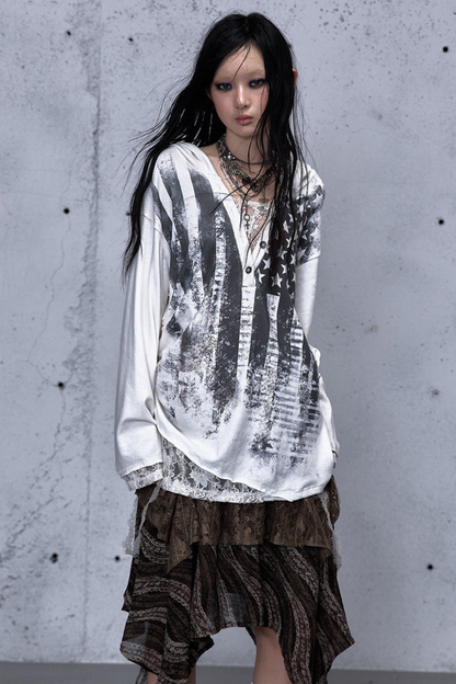 Lace Patchwork Loose Hooded Hoodie