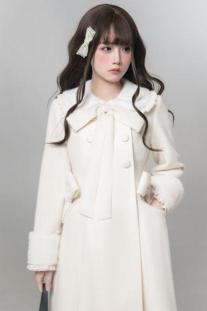 White Snow Long Coat + Shirt + Skirt
