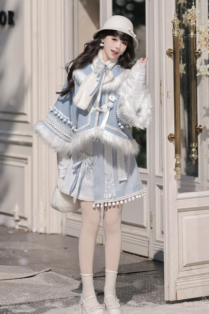 China Snow Lolita Jacket + Top + Skirt + Scarf