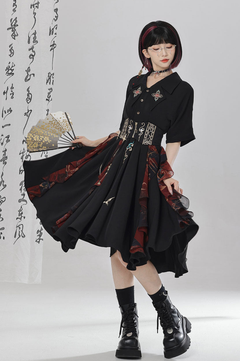 Chinese-style Embroidery Dress + Belt + Girdle