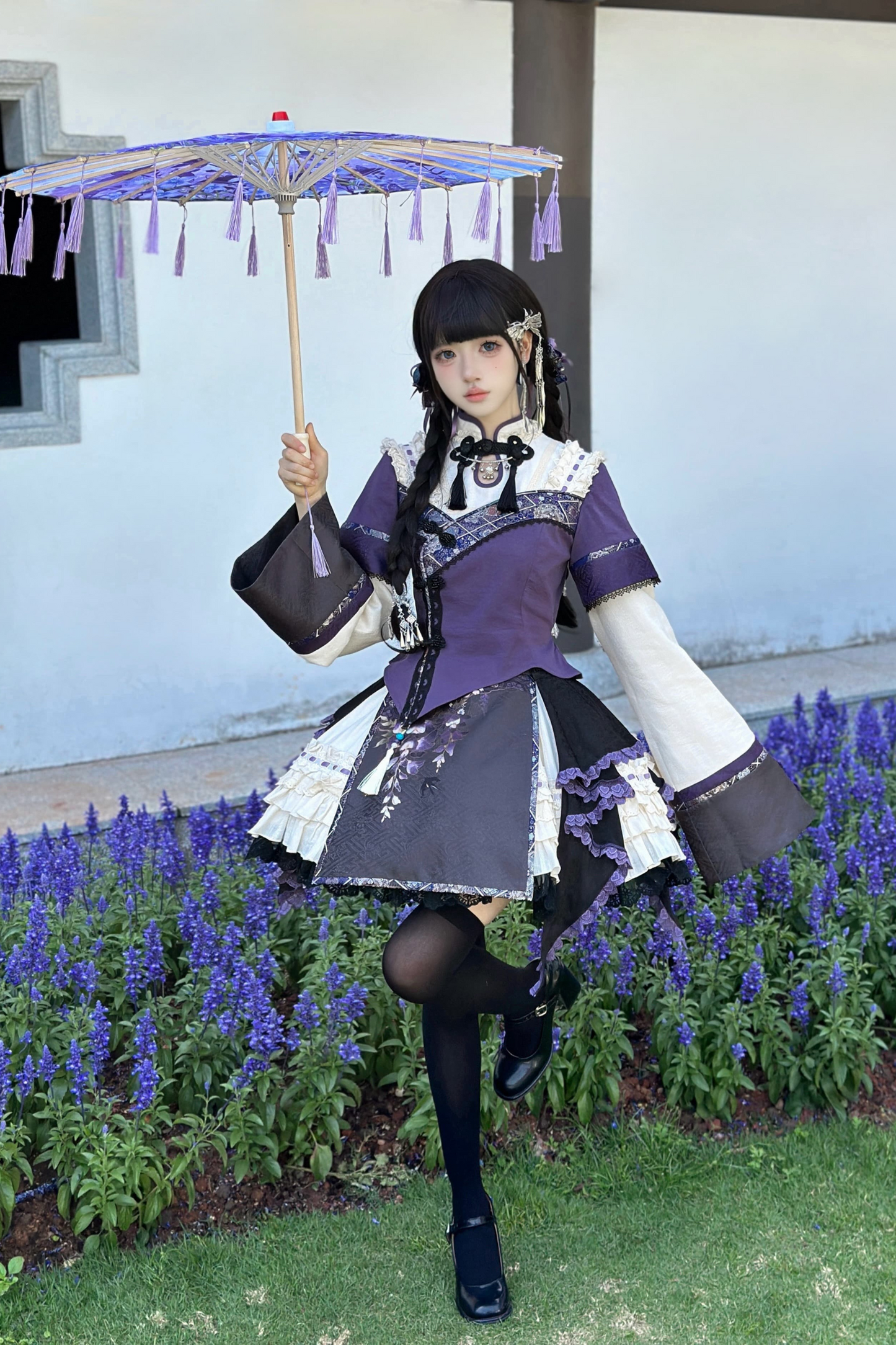 Chinese-style Girl Lolita Tops+skirt+headband+clip