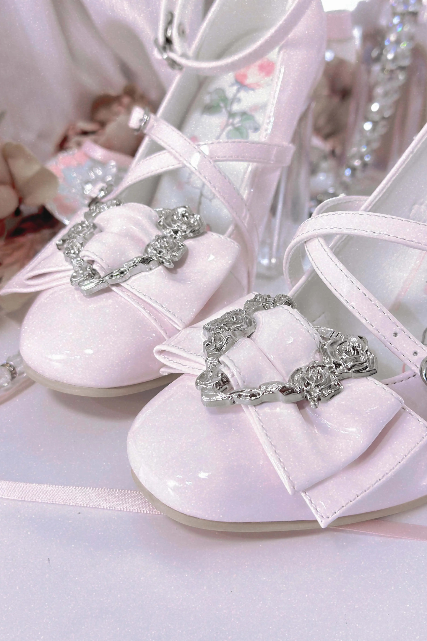 Love Buckle Crystal Heel Shoes