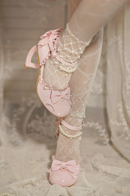 Heart Love Lollita Pearl Peach Heels