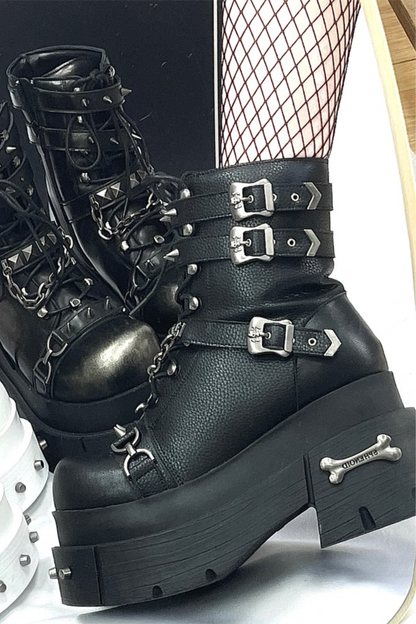 Leather Punk Platform Boots