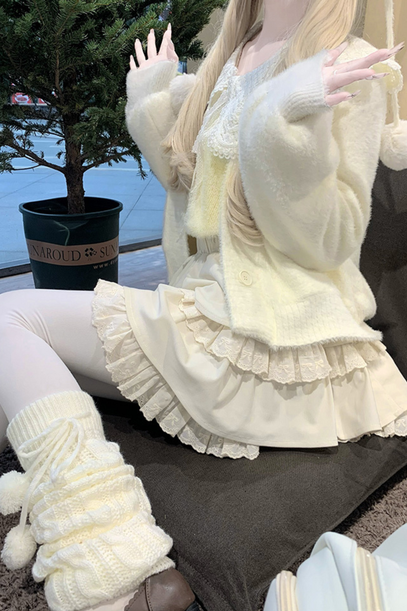 Little Feather Doll Top + Tiered Skirt + Cardigan