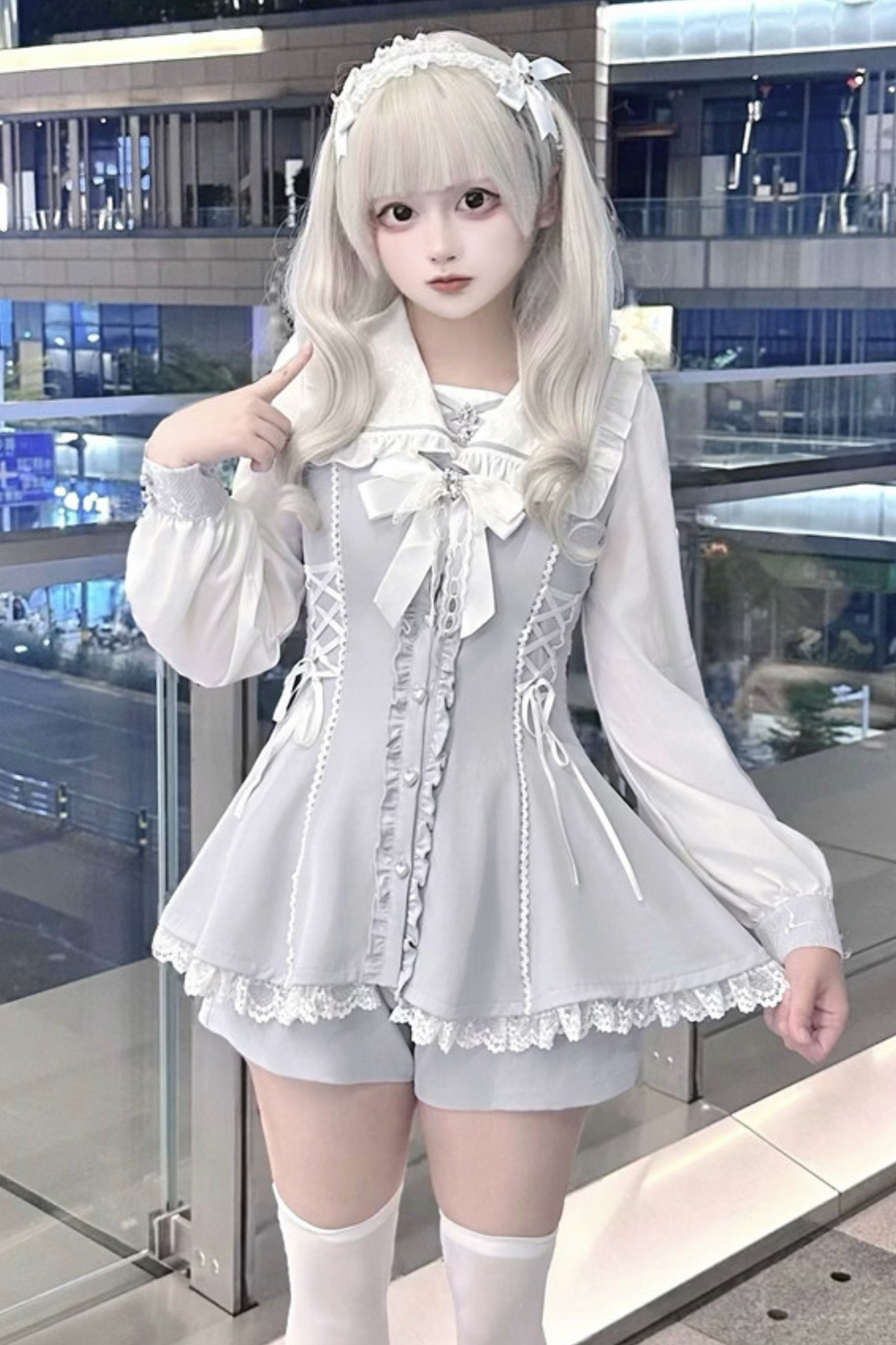 Aqua Dark Ribbon Dress + Pants