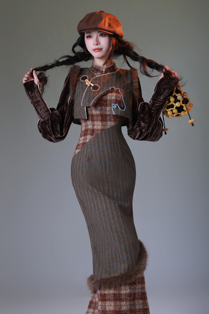 Plaid Retro Girly Long Dress