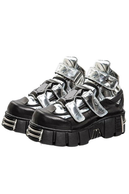 Dark Silver Design High-top Shoes
