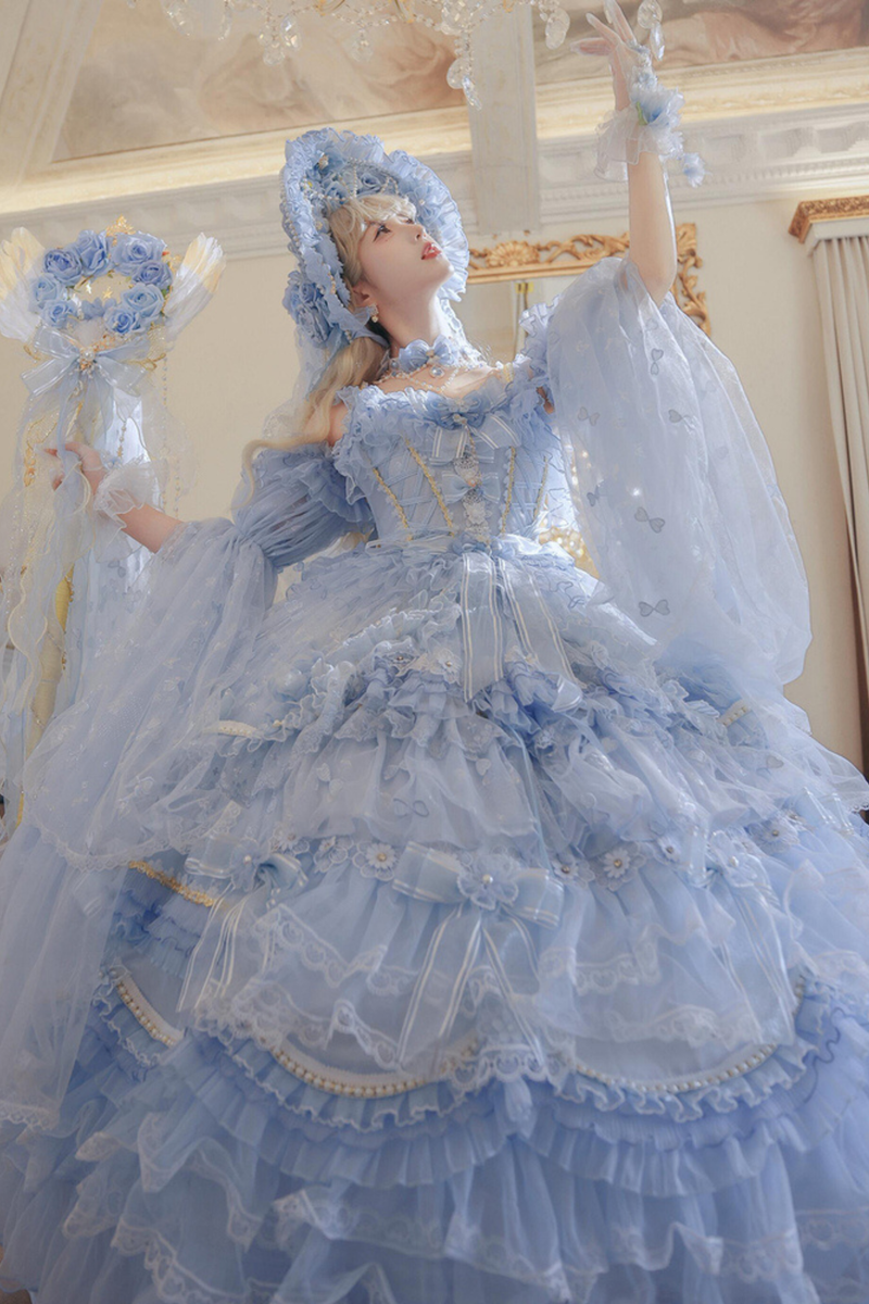 Ice Blue Princess Lolita Long Dress