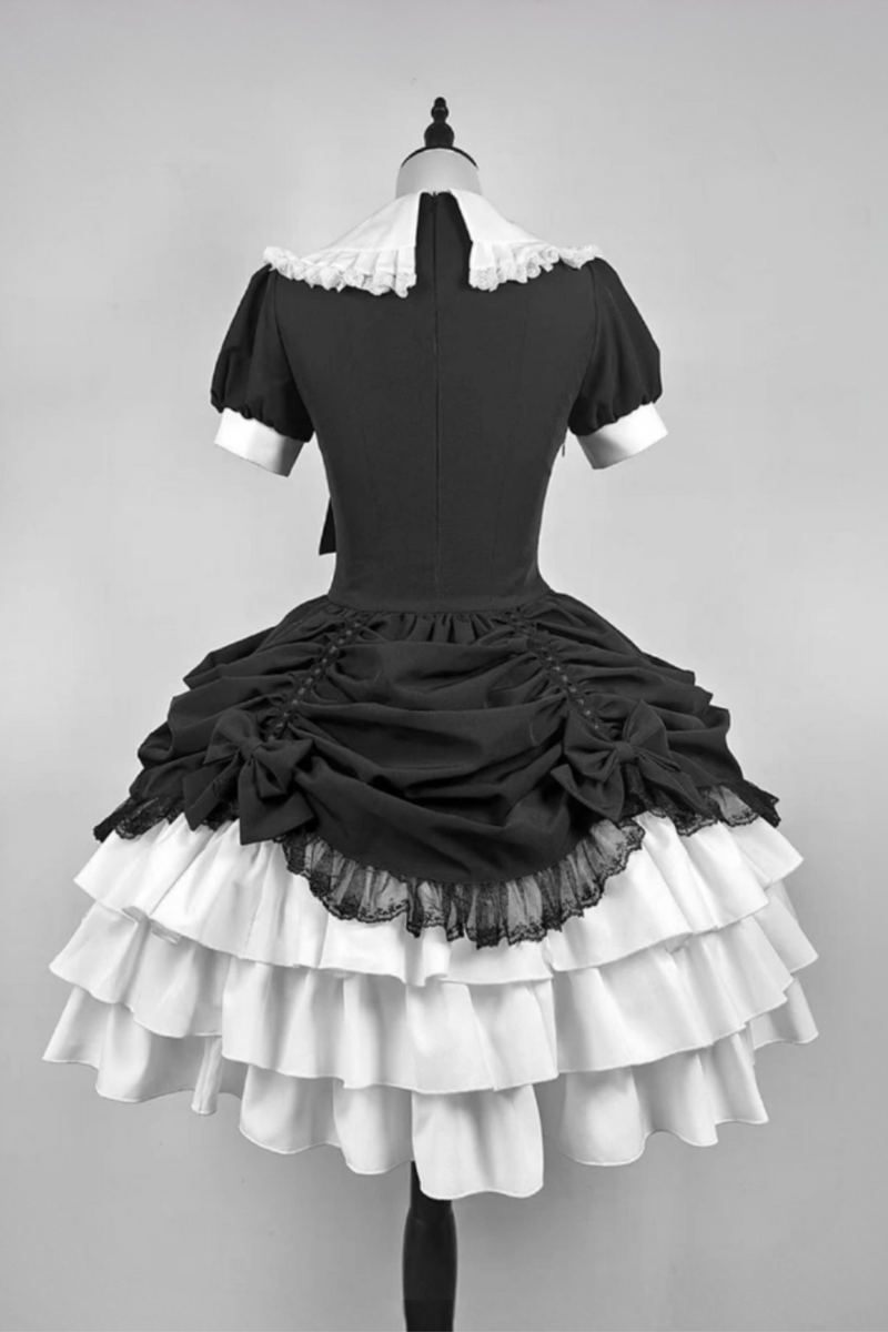 [limited Quantity] Gothic Dark Doll Lolita Black Ribbon Dress