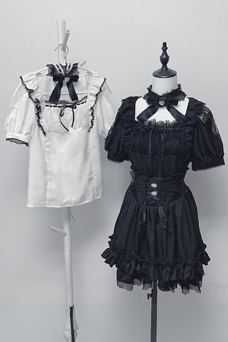 [pre-order] Lace Ribbon Shirt + Skirt