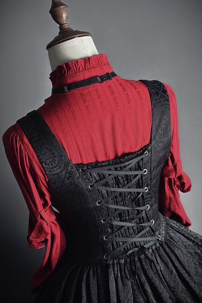 [pre-order Deadline: April 23] Dawnbreaker Gothic Jacquard Military Bustier Suspender Dress