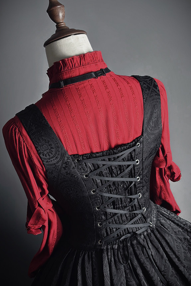 [pre-order Deadline: April 23] Dawnbreaker Gothic Jacquard Military Bustier Suspender Dress