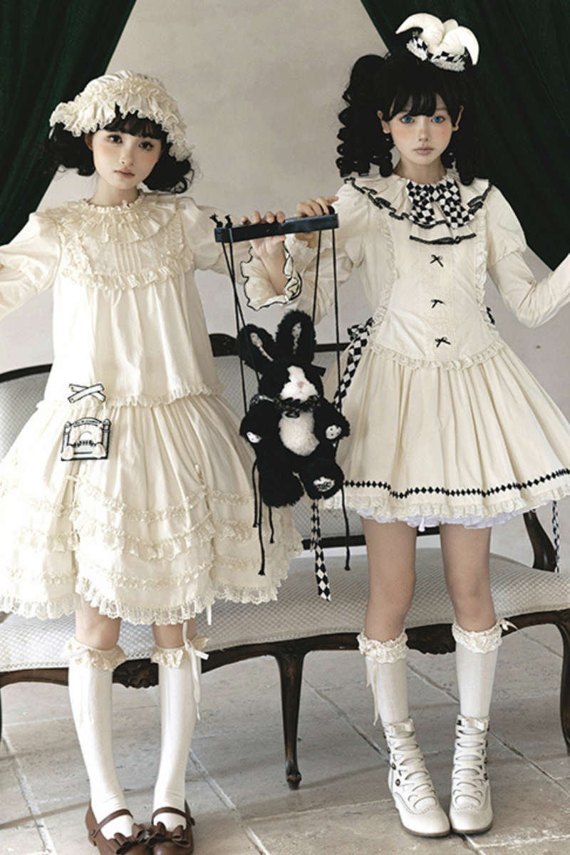 [pre-order] Marionette Lolita Jumper Skirt + Ruffle Collar Top + Flare Skirt + Lolita Dress