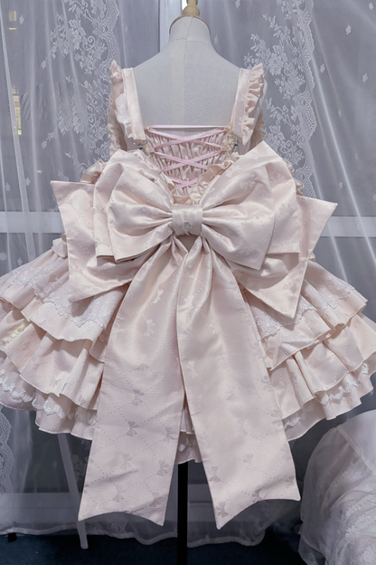 Layered Ruffle Sweet Princess Lolita Jumper Skirt + Tail + Headband + Cape + Bonnet