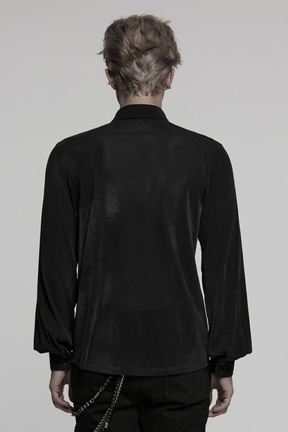 Black Double-breasted Long Puff Sleeves Gothic Blouse