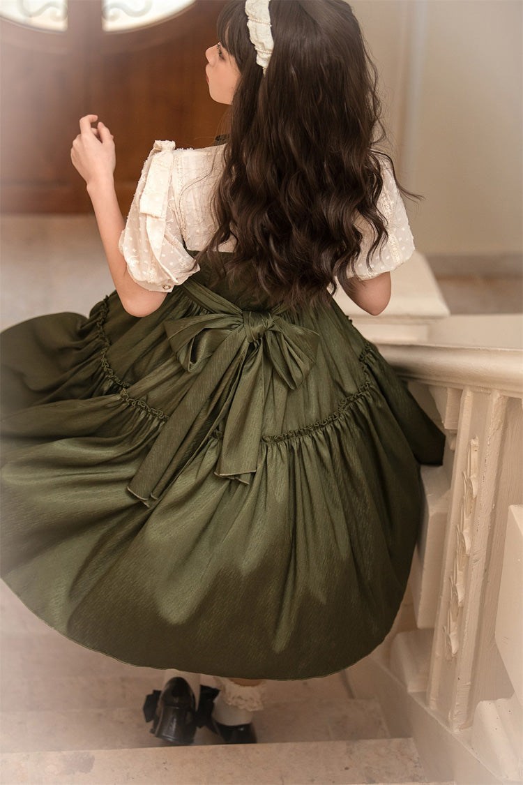 Dark Green Noble Retro Country Poetry Classic Lolita Dress