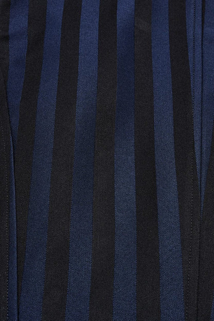 Black/blue V Collar Sleeveless Striped Print Buckle Punk Vest