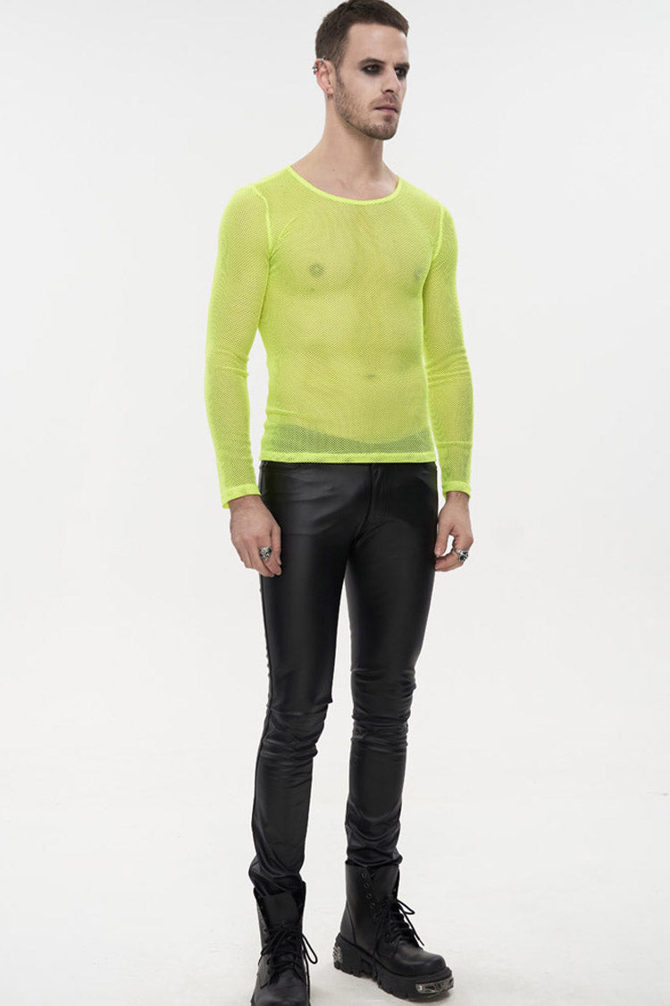 Ellow Gothic Elasticity High Neck Long Sleeve Mesh Shirt
