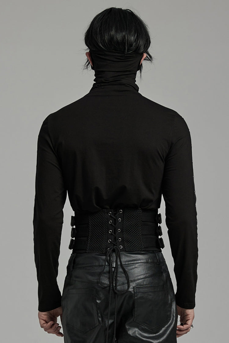 Black Multi-buckles Studded Lace-up Punk Girdle