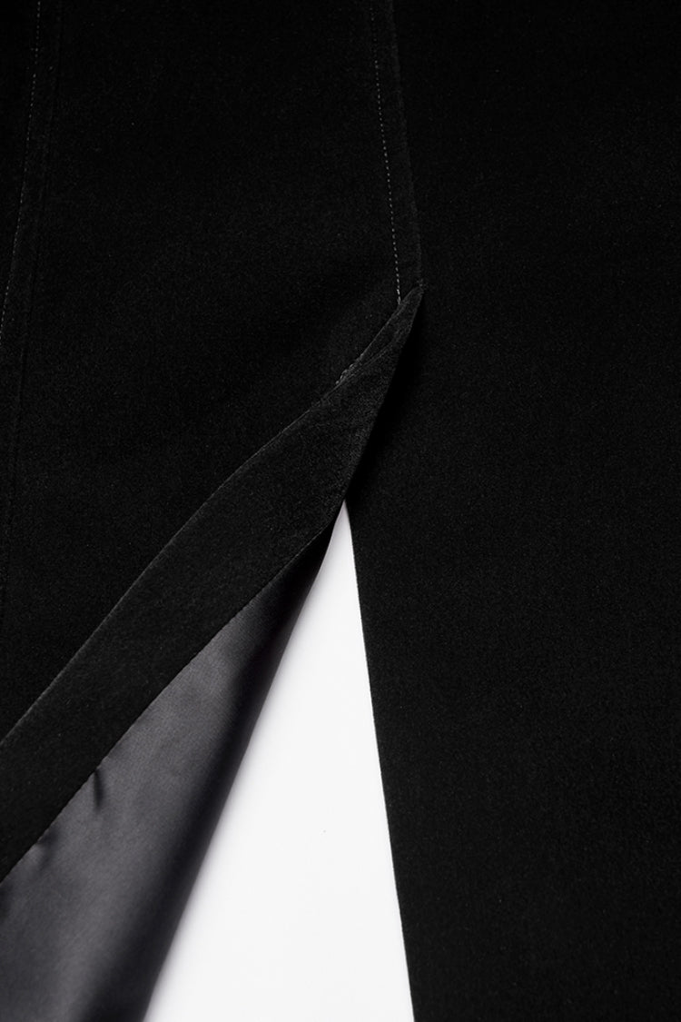 Black Stand Collar Pleated Swallow-tailed Gothic Vest