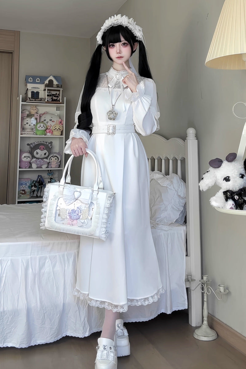 [pre-order] Clear Lace Ribbon Long Dress