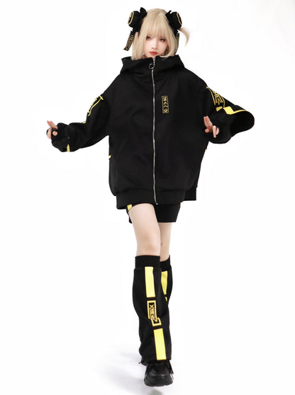 Dark Neon Chinese-style Jacket + Shorts + Long Pants + Leg Warmers + Hair Accessories [pre-order]