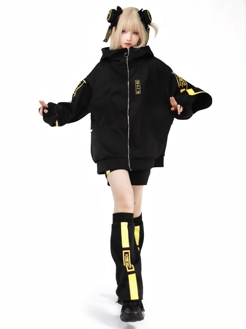Dark Neon Chinese-style Jacket + Shorts + Long Pants + Leg Warmers + Hair Accessories [pre-order]