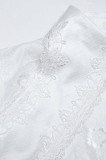 White Long Puff Sleeves Lace Gothic Blouse