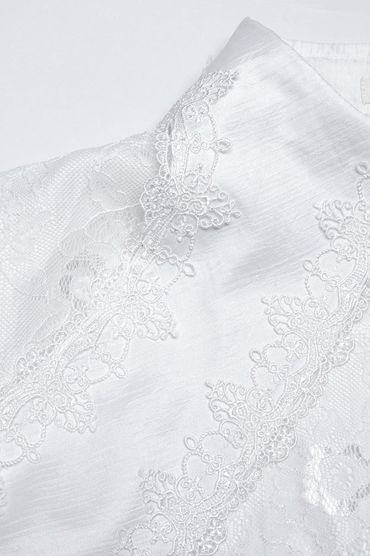 White Long Puff Sleeves Lace Gothic Blouse