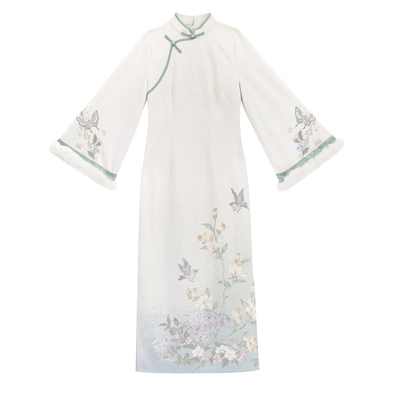 Orchid Butterfly Jacquard Chinese-style Dress Set