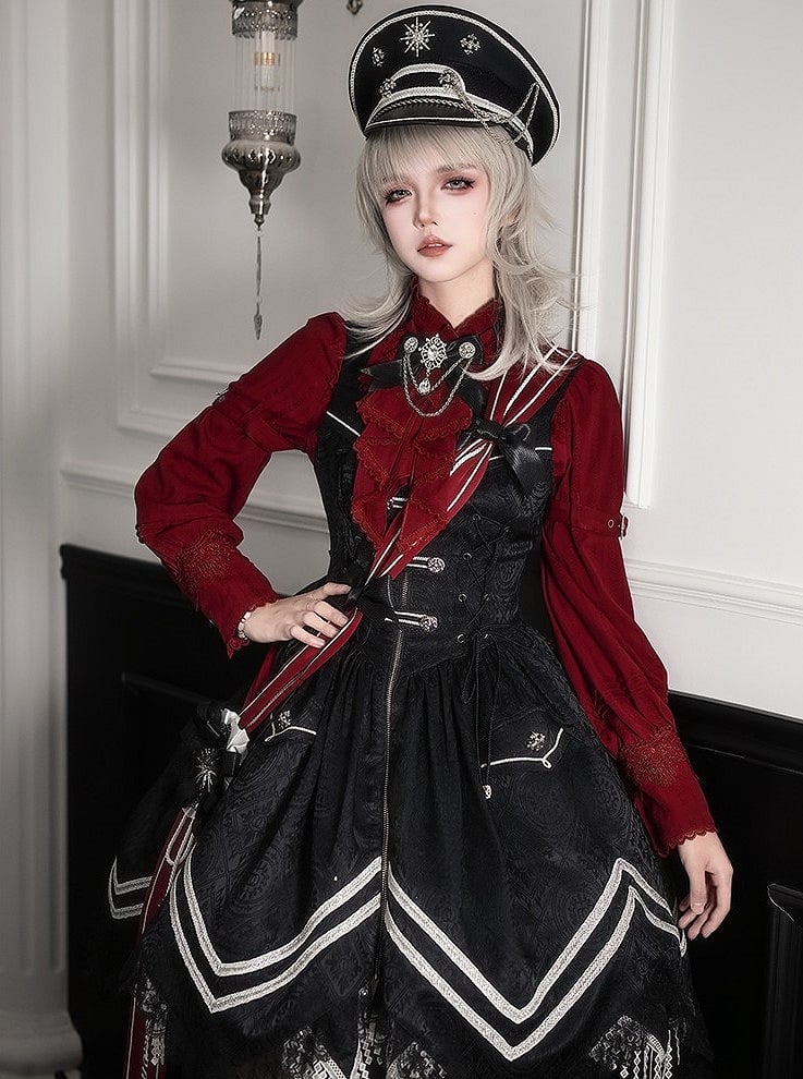 [pre-order Deadline: April 23] Dawnbreaker Gothic Jacquard Military Bustier Suspender Dress