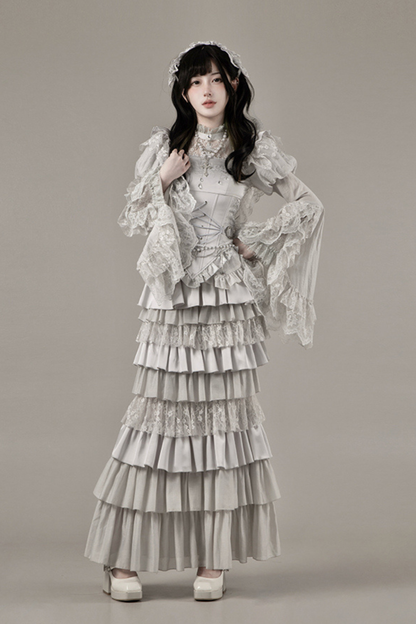 Gothic Lolita Skirt + Corset + Veil + Necklace + Waist Chain