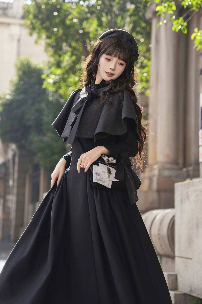 British Detective Lolita Coat + Cape + Skirt + Shirt + Bag + Brooch + Hat + Beret + Necklace