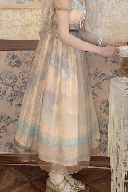 Marble Art High Waist Mark Lolita Dress