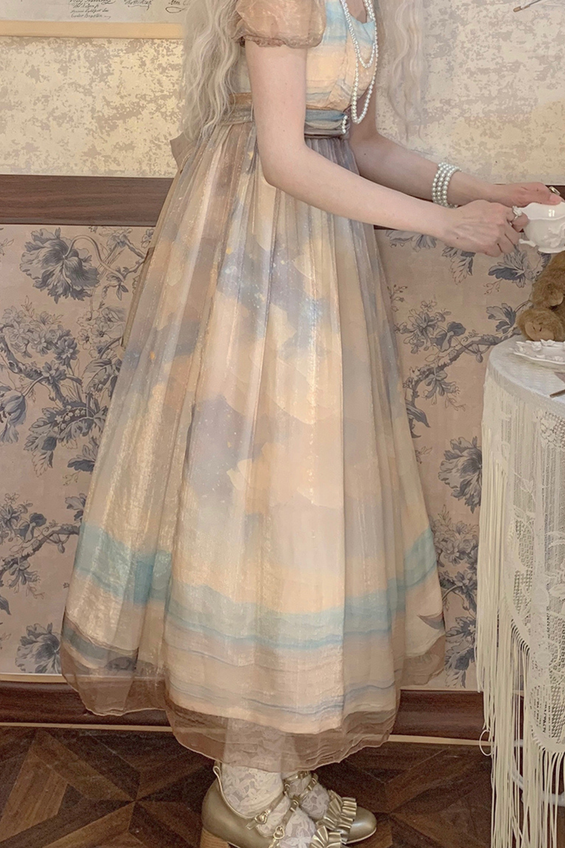 Marble Art High Waist Mark Lolita Dress