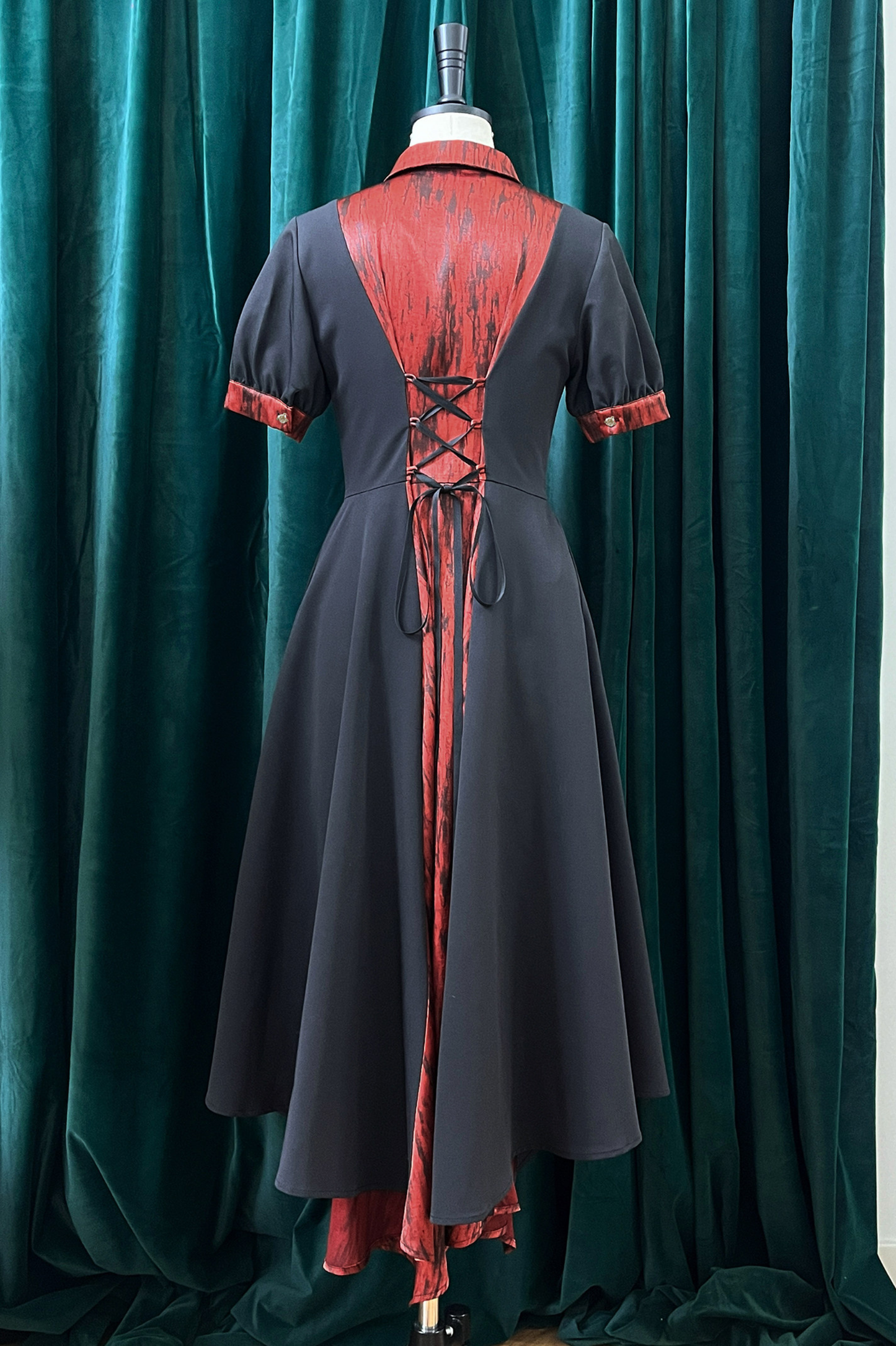 High Collar Blocking Asymmetrical Dress