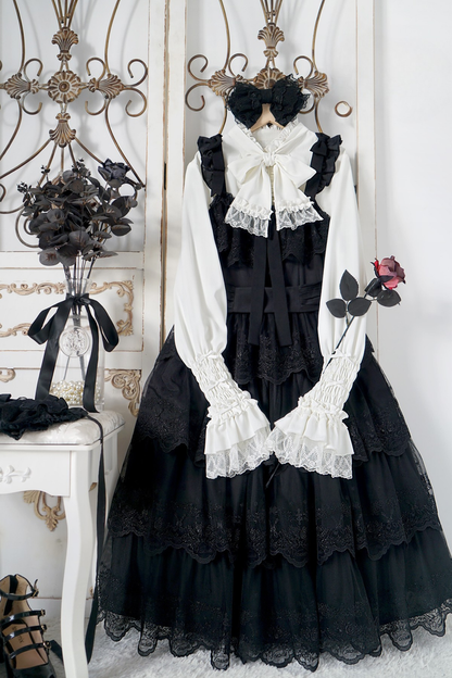 Flower Banquet Princess Sleeve Shirt + Ruffle Lolita Dress