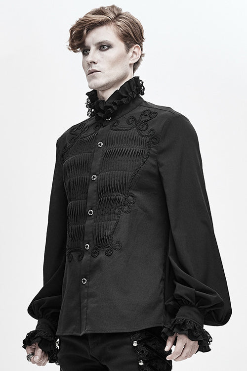 Black Chiffon Hand Embroidered Gothic Blouse
