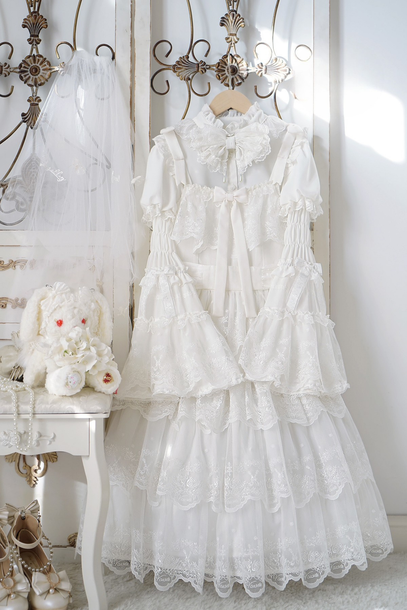 Flower Banquet Princess Sleeve Shirt + Ruffle Lolita Dress