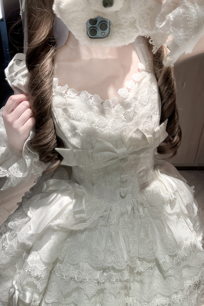[pre-order] Princess Ballet Tiered Lolita Dress + Headband + Necklace + Sleeves + Tail