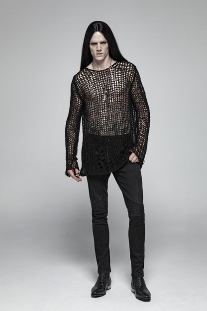 Black Ripped Pullover Steam Punk Sweater