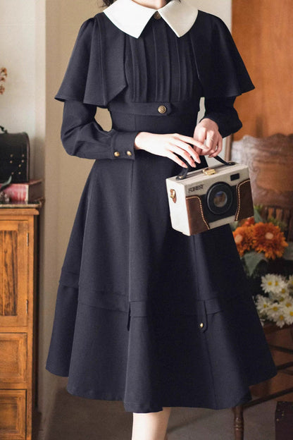 Black [forest Antique Trunk] Lapel Collar Long Sleeves Classic Lolita Dress