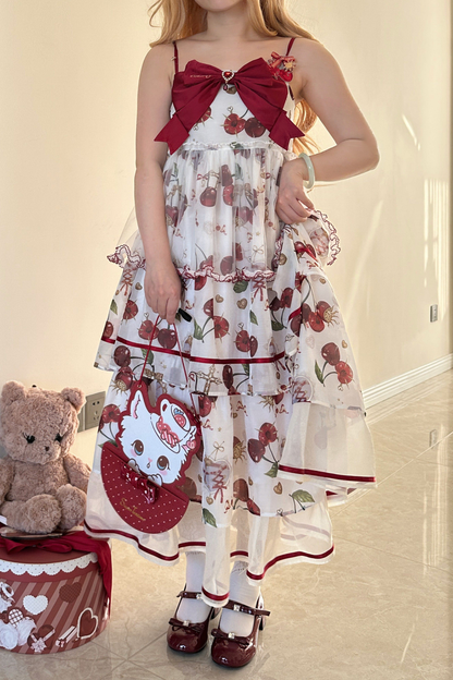 Retro Antique Cherry Sweet Lolita Dress + Jumper Skirt