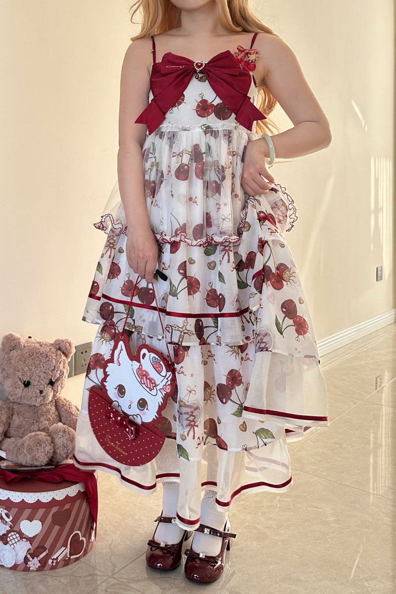 Retro Antique Cherry Sweet Lolita Dress + Jumper Skirt