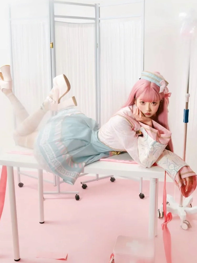 [pre-order] Little Jiangshi Pink Lolita Sweet Dress + Jacket + Hat + Ribbon