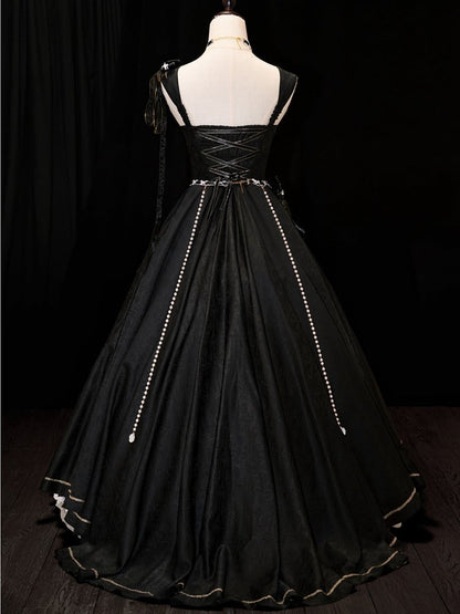 [pre-order Deadline: May 3] Black and White Corset Lace Ribbon Lolita Jsk Princess Dress + Complete Set